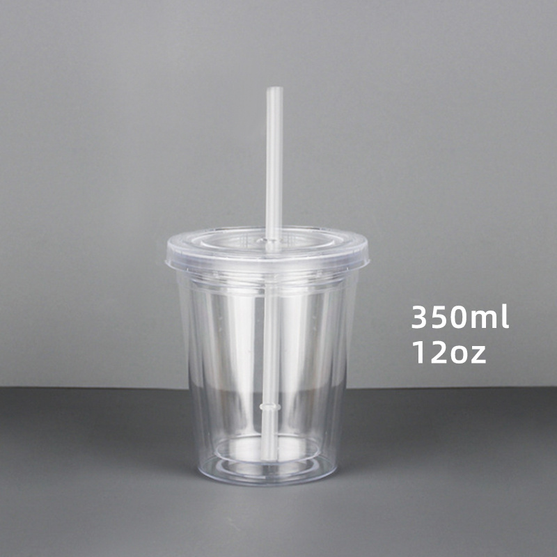 Custom Gifts 16oz Double Wall Insulated Boba Milk Tea 12mm Straws Plastic Tumbler 20oz Reusable Bubble Boba Tea Cups With Lids