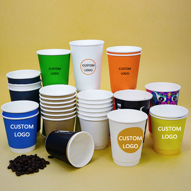 custom printed  Disposable eco-firendly take away kraft paper insulated ripple takeaway paper hot coffee cups