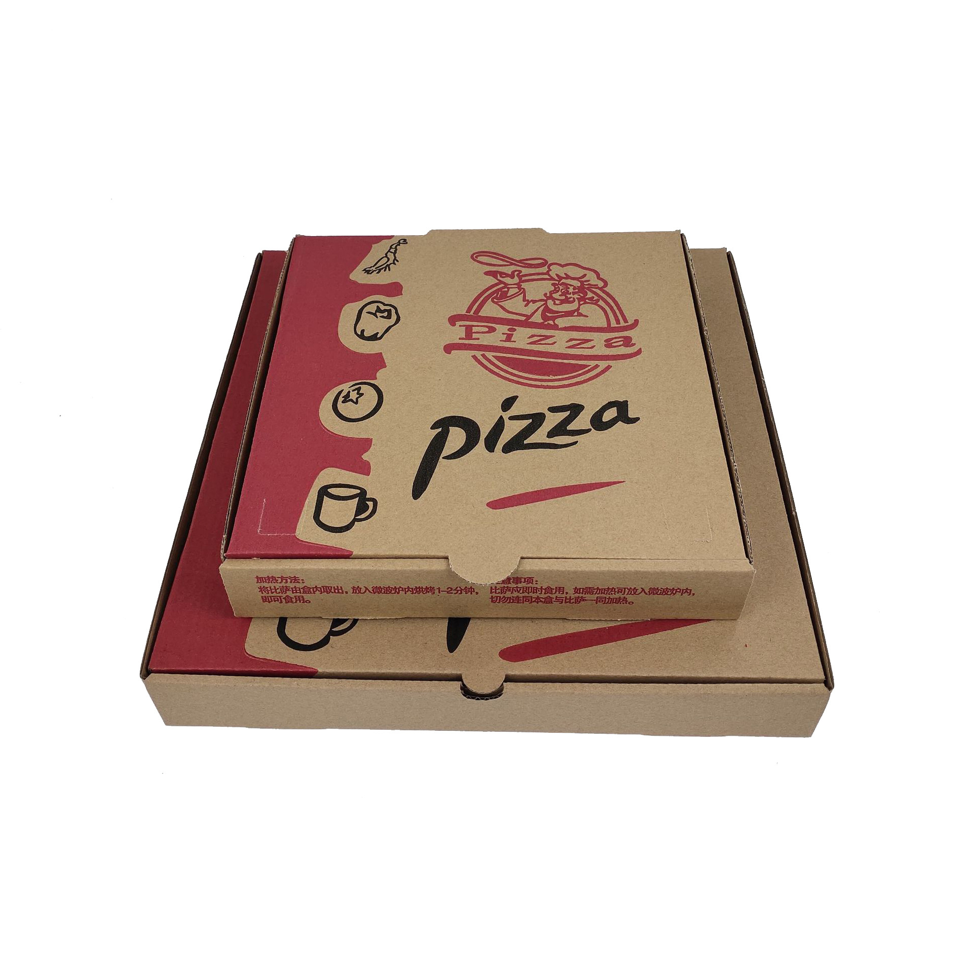 Burger Pizza Boxes Corrugated Kraft Paper Disposable Wholesale Cheap Custom Printed Takeaway to Go 4 6 8 10 12 16 Inch 27 32 Cm