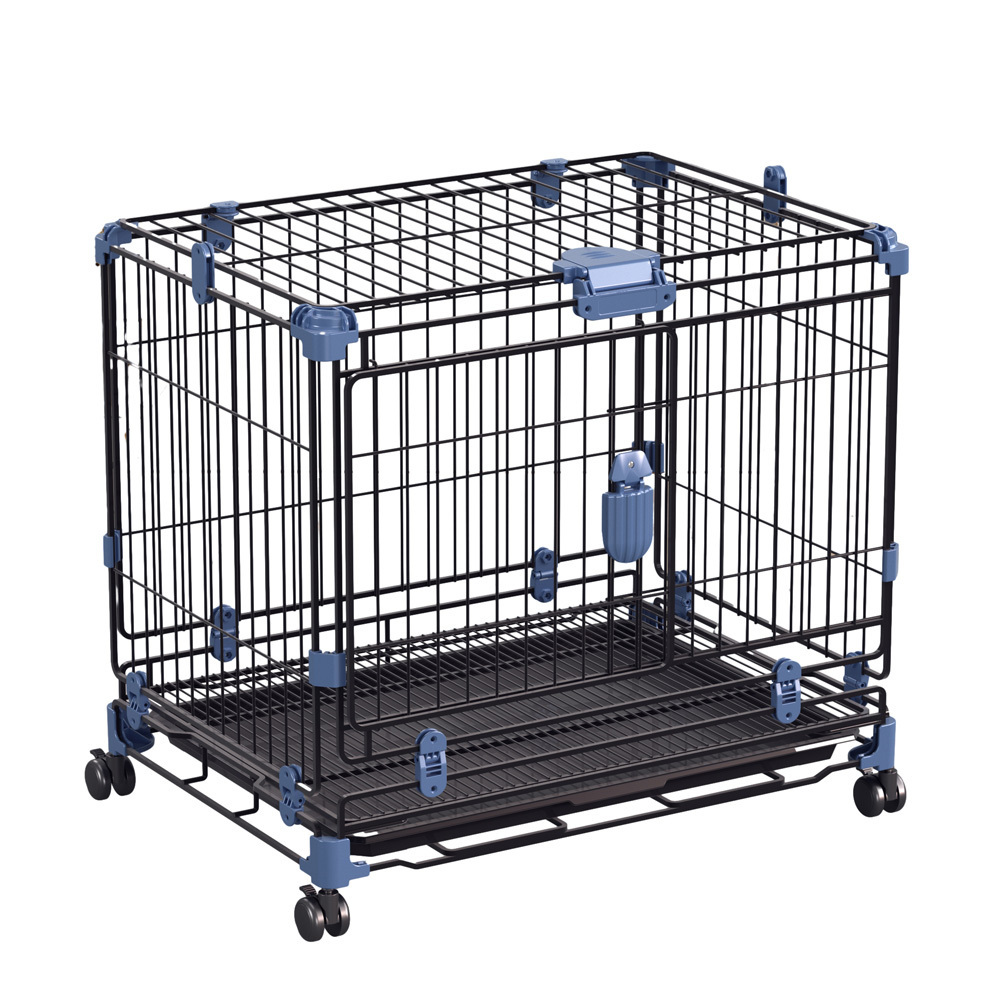 Cat&Dog Boarding/Rest Cage Sturdy Pet Cage with Wheel Open Top & Casters Iron Collapsible Style Drawable Tray