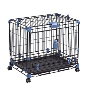 Cat&Dog Boarding/Rest Cage Sturdy Pet Cage with Wheel Open Top & Casters Iron Collapsible Style Drawable Tray