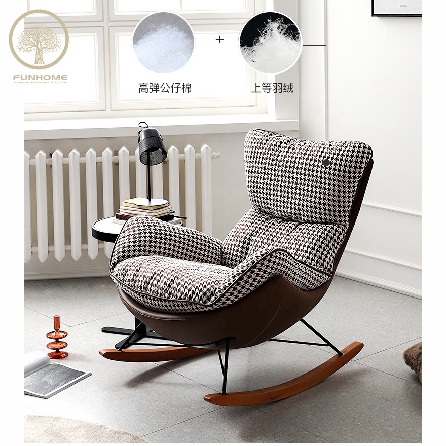 Modern Designer Luxury Living Room Overstuffed High Back Living Room Chairs Extra Wide Rocking Chair Accent Sofa Chair