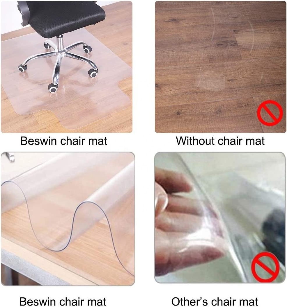 Eco-friendly Clear Vinyl PVC Office Desk Chair Mat for Hard Floor 36''x48''