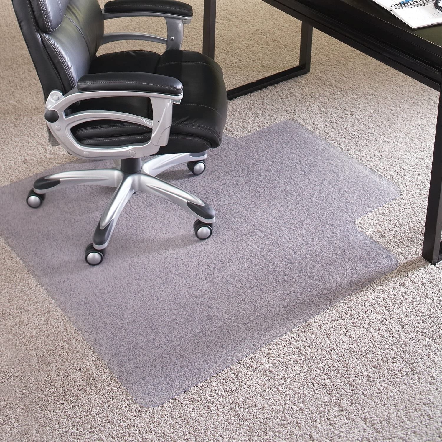 Computer Desk Chair  Mat for Carpeted Floors Lipped Vinyl Office Chair Mat for High Pile Carpet