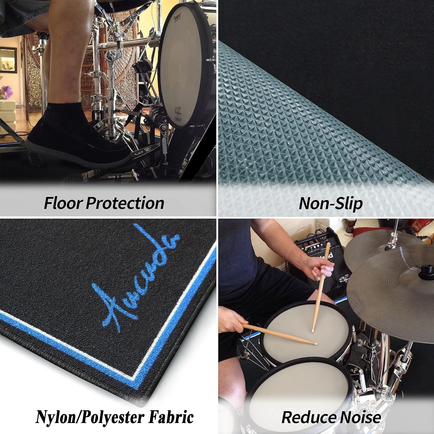 Non-Slip Soundproof Carpet Professional Rectangle Electronic Jazz Drum Kit Rug Mats for Musical Instrument