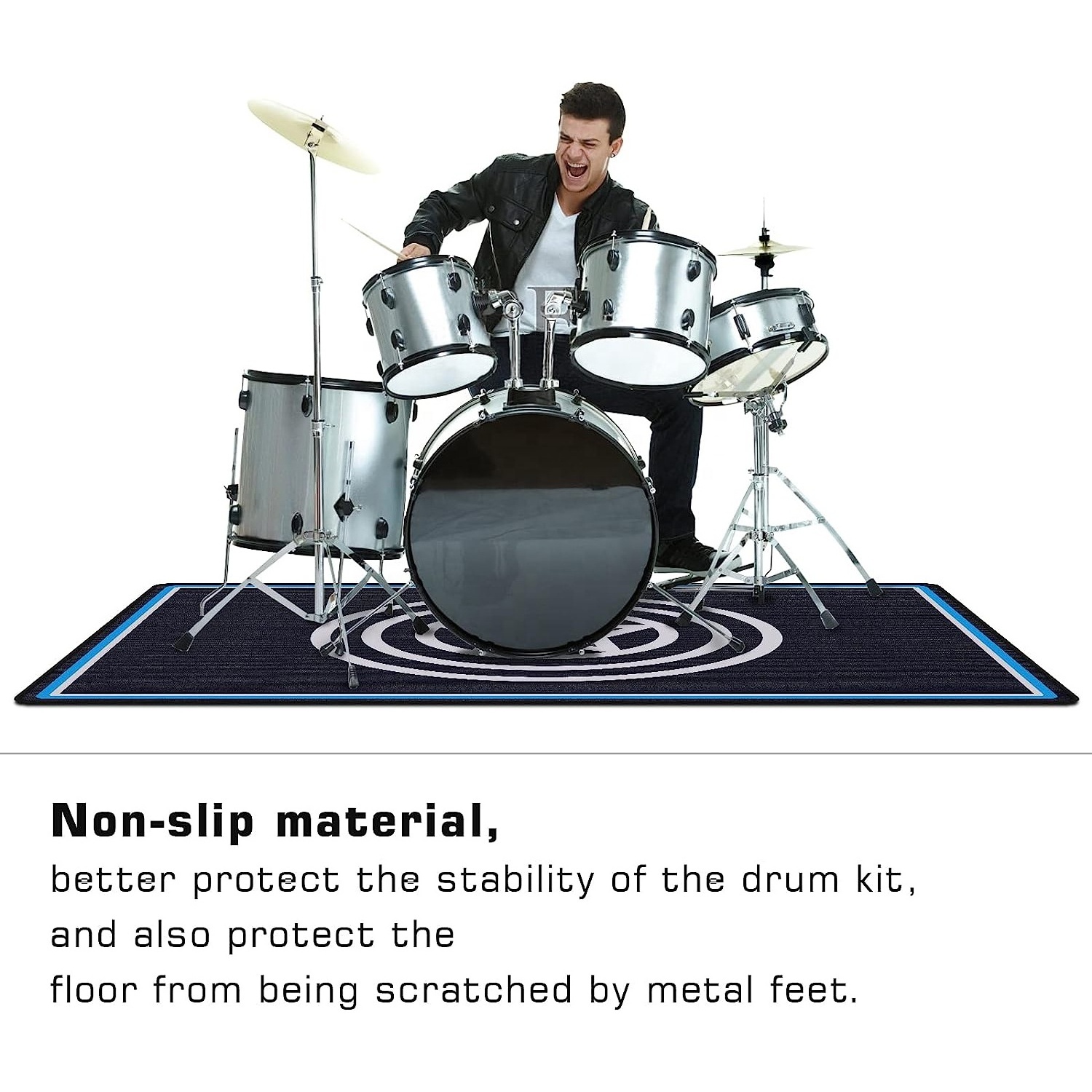 Soundproof Rug Tightly Woven Drum Carpet Electrical Drum Set Rugs with Non-Slip Grip Bottom