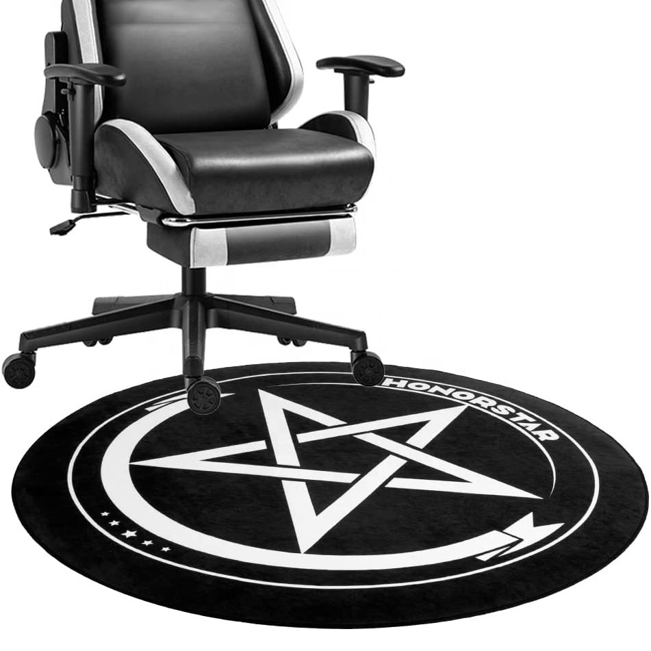 Non Slip Custom Logo  Round Shape 48''x48'' Gaming Desk Chair Mat for Rolling Chair