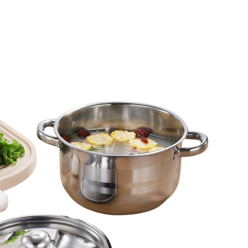 Wear and drop resistant kitchen utensils set cookware pots natural color non stick stainless steel cooking pots