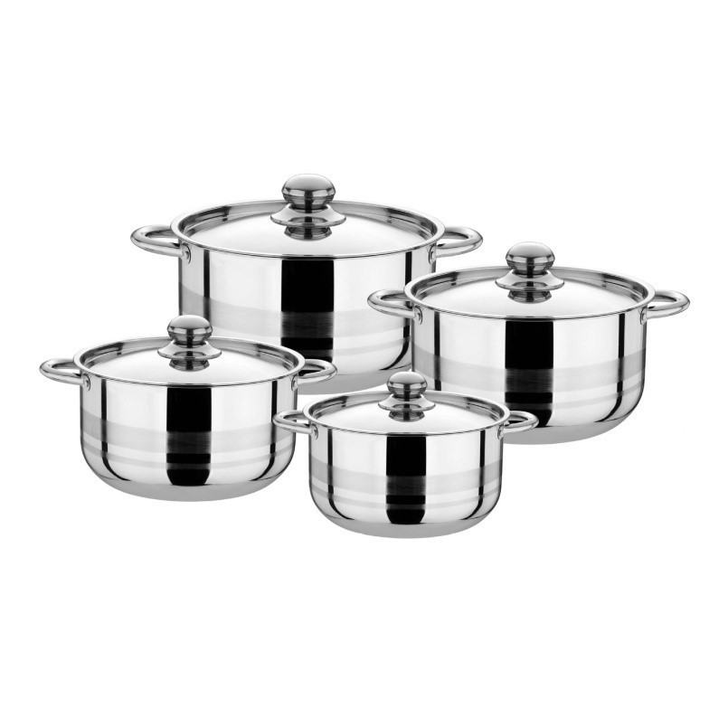 Wear and drop resistant kitchen utensils set cookware pots natural color non stick stainless steel cooking pots