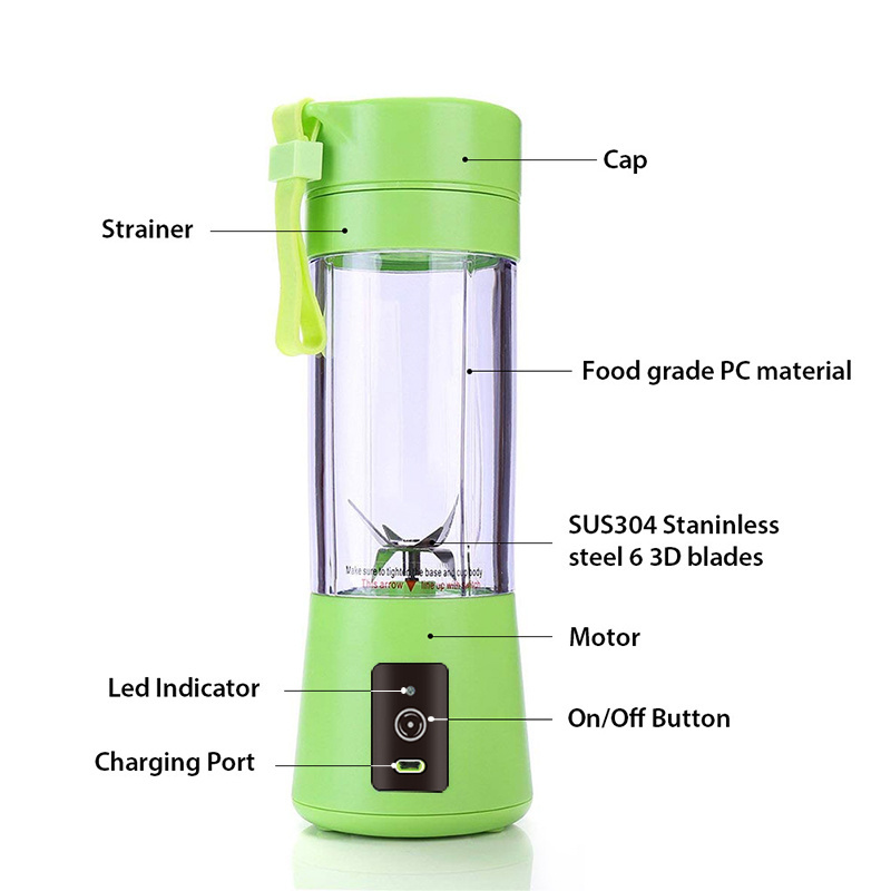 2024 Personal Size Rechargeable Smoothie Mini Hand USB Portable Juice Blender