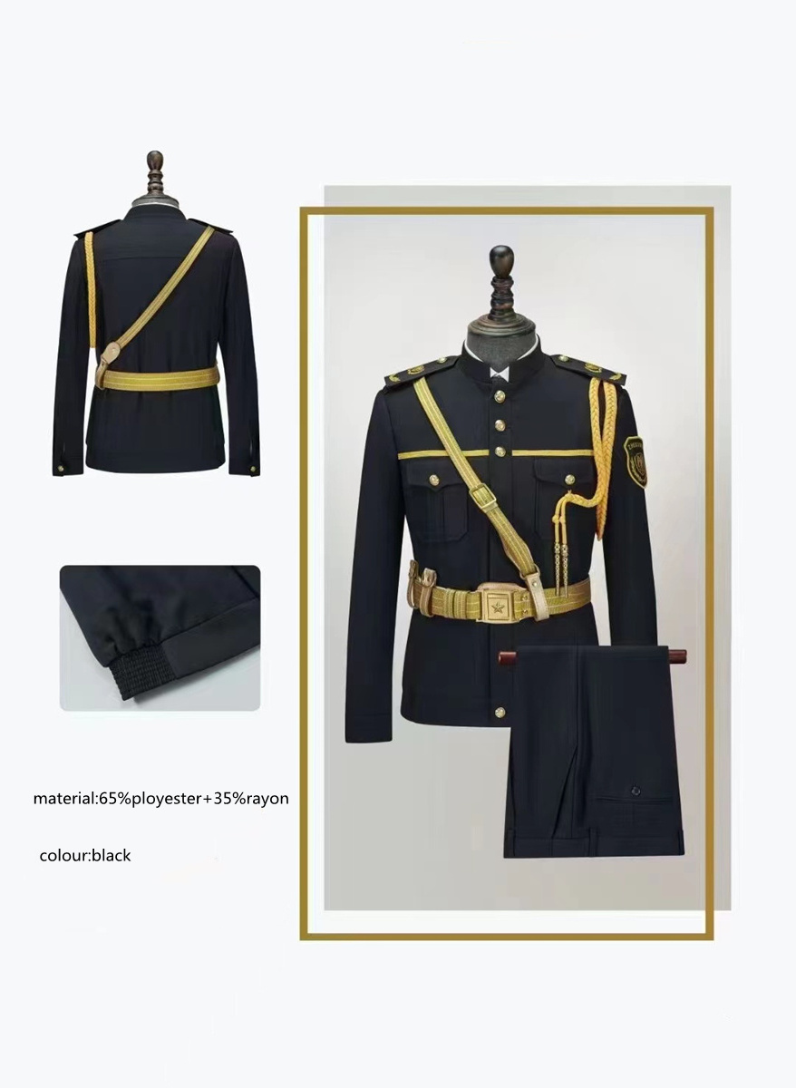 Design Classic black Color Security Guard Uniform Coat+Pants