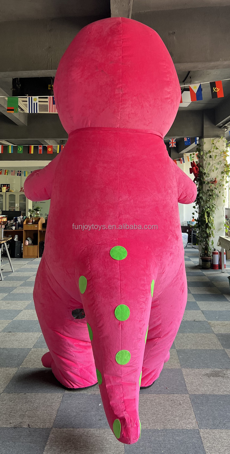 Cheap price inflatable mascot promotion adult cartoon pink barney inflatable mascot costume for sale