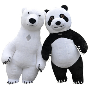 Summer 2/2.6/3meter short fur inflatable panda mascot costume for sale