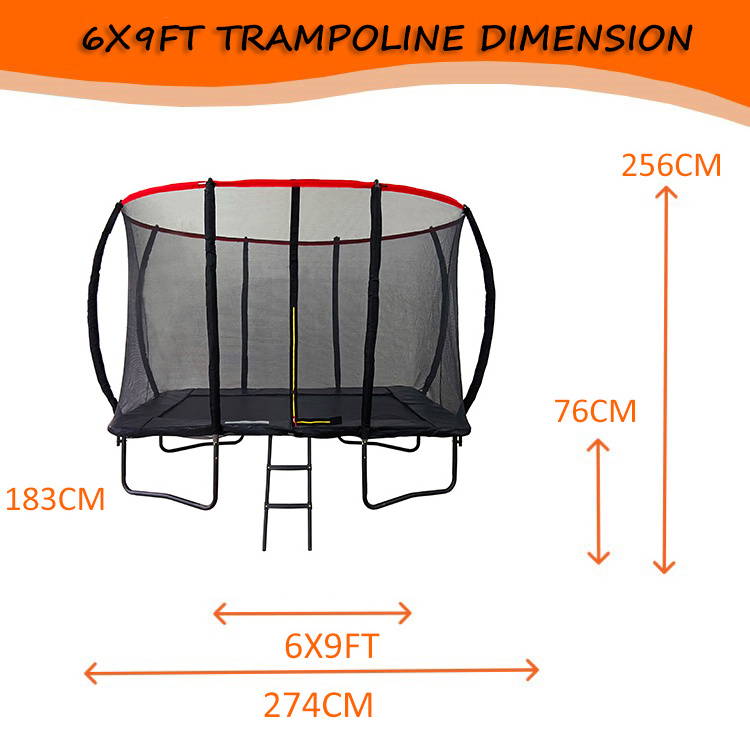 Funjump Outdoor 6x9ft Rectangular Trampoline with Safety Enclosure