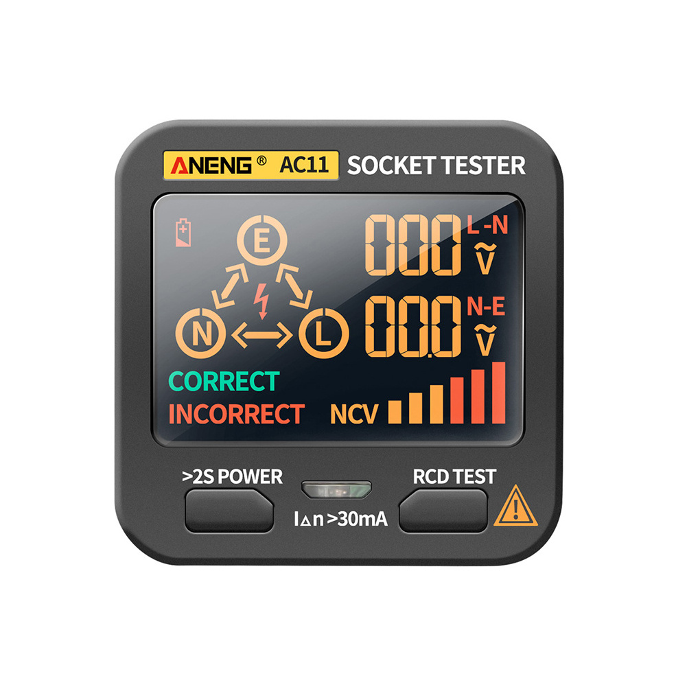 ANENG AC11 Digital Smart Socket Tester Voltage Test Socket Detector US/UK/EU/AU Plug Ground Zero Line Phase Check Rcd NCV test