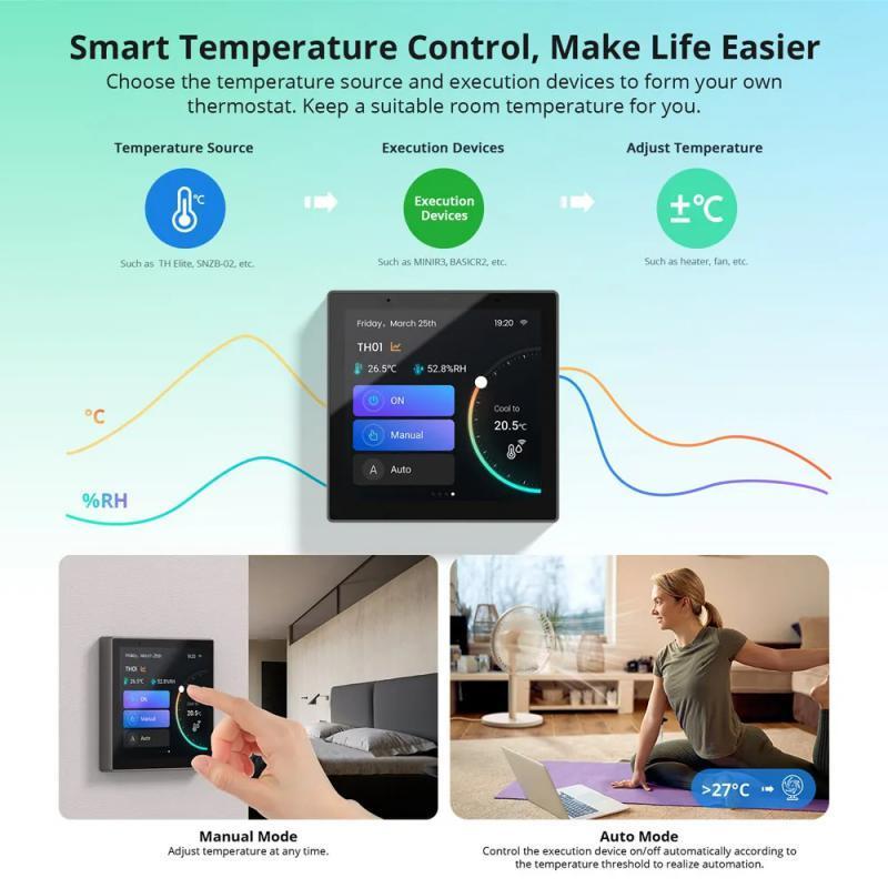 SONOFF NSPanel Pro Smart Home Control Panel 3.95-inch Full Touch Screen EU Wifi Zigbee Smart Thermostat Display Switch