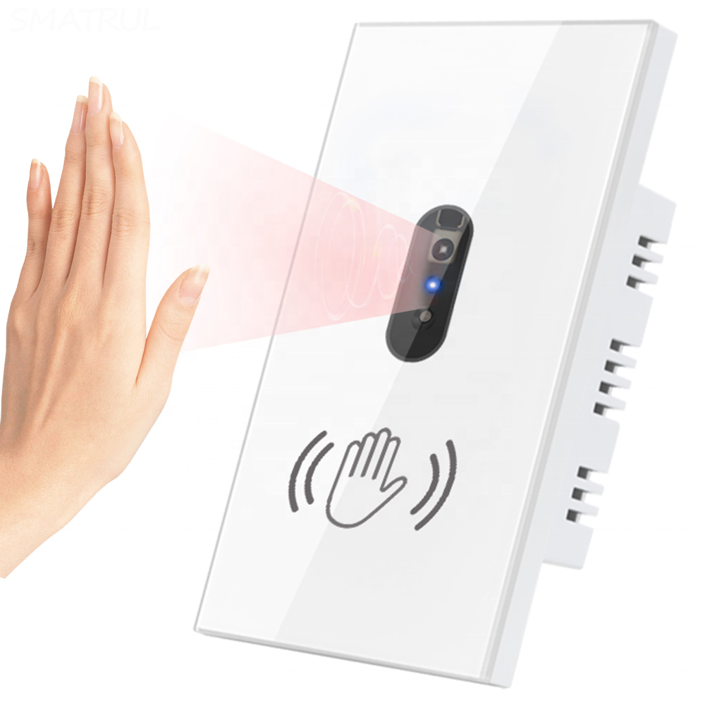 EU UK US Version Glass Panel Touchless Infrared Hand Wave Sensor Wall Switch For Light