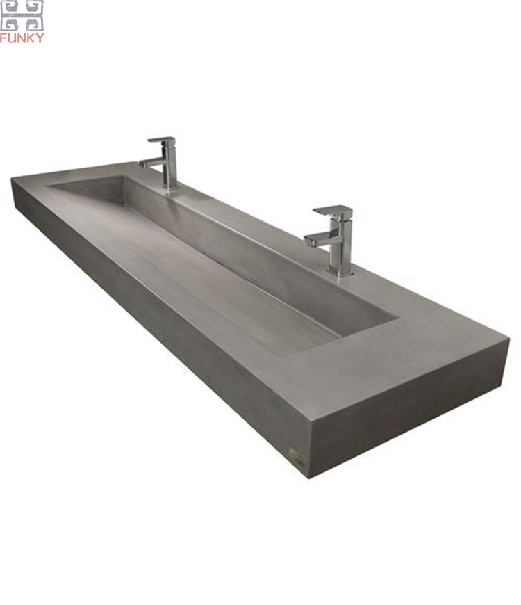 Creative hidden waste new design CORIANS solid surface white rectangular drop bathroom trough sink