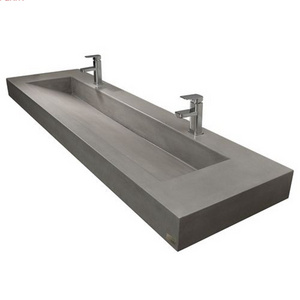 Creative hidden waste new design CORIANS solid surface white rectangular drop bathroom trough sink