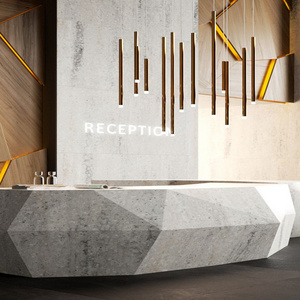 Exclusive geometric round shape design Solid Surface maple reception desk