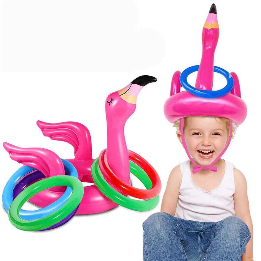 HOT SALES CUSTOM HEAD BAND INFLATABLE BALLOON  RING TOSS GAME FLAMINGO TOSS GAME SET FOR TOYS 2023