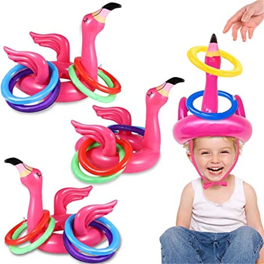 HOT SALES CUSTOM HEAD BAND INFLATABLE BALLOON  RING TOSS GAME FLAMINGO TOSS GAME SET FOR TOYS 2023