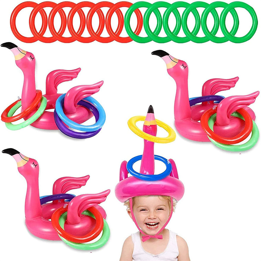 HOT SALES CUSTOM HEAD BAND INFLATABLE BALLOON  RING TOSS GAME FLAMINGO TOSS GAME SET FOR TOYS 2023