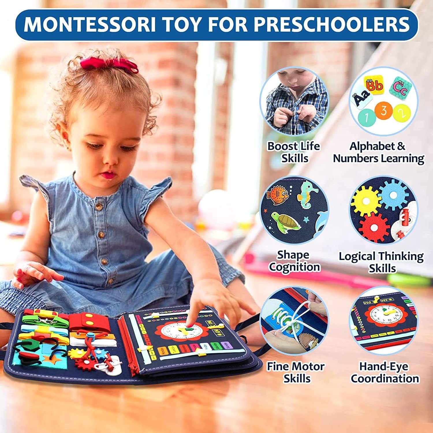 MULTIFUNCTIONAL PORTABLE EDUCATIONAL PRESCHOOLER  MONTESSORI TOYS HANDS-ON TRAINING FOR TODDLER FELT TOYS OTHER BABY SUPPLIES