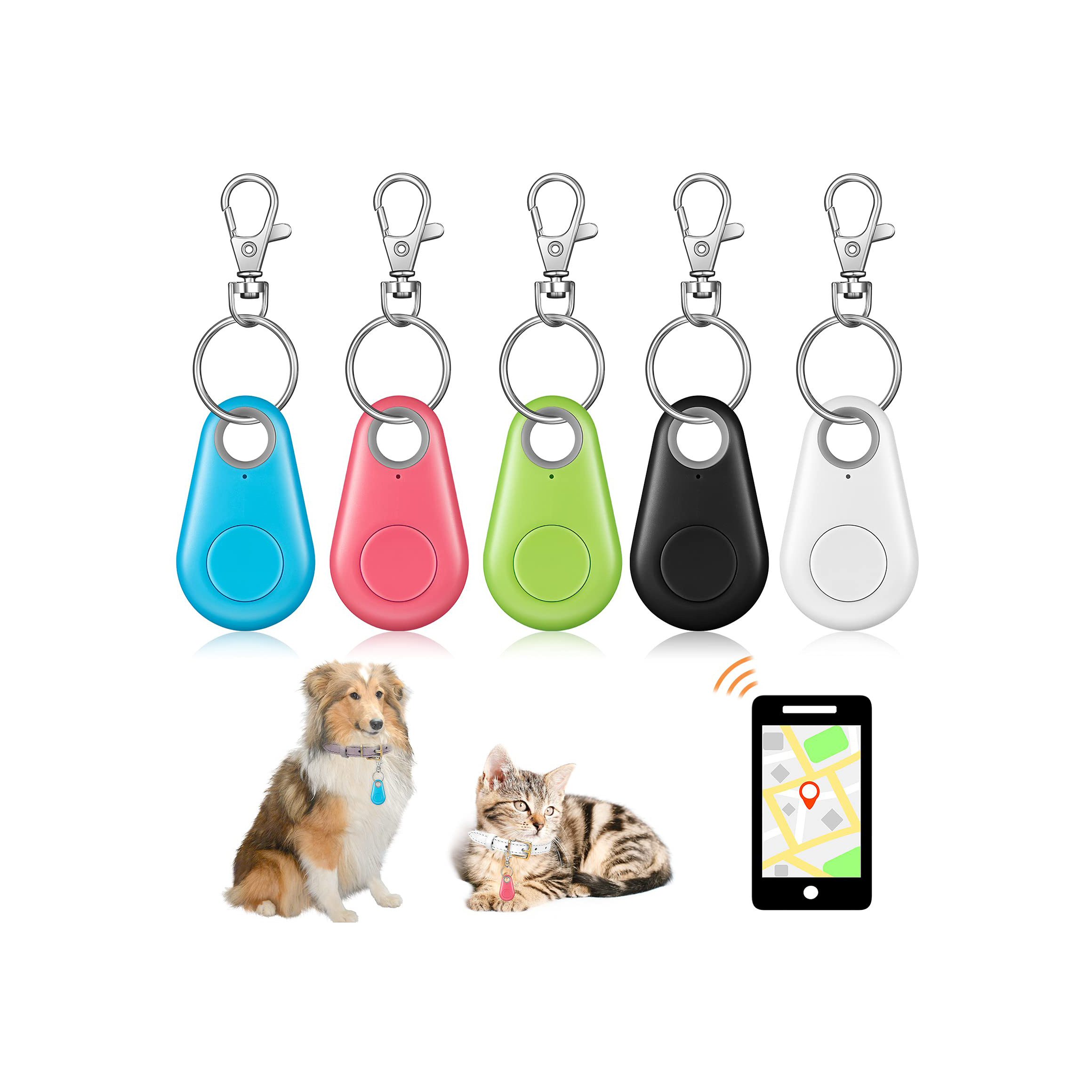 Pets Key Finder Item Locator Keychains Bluetooth Gps Tracker Anti Lost Alarm Reminder Selfie Shutter Control for Kids Pets