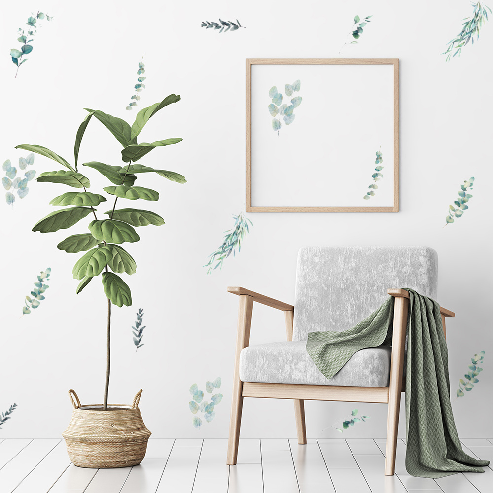 Funlife PA124 INS Style New Design willow leaves Promotional Gifts decorative stickers Custom PVC stickers for DIY Home Decor