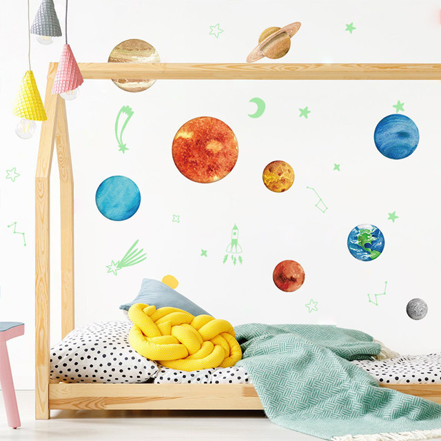 Funlife Luminous Solar System Stickers Glow In The Dark Big Bright Glowing  Stars and Planets for Kids Room and Nursery Decor