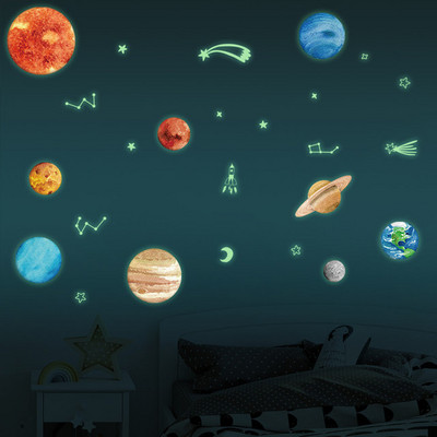 Funlife Luminous Solar System Stickers Glow In The Dark Big Bright Glowing  Stars and Planets for Kids Room and Nursery Decor