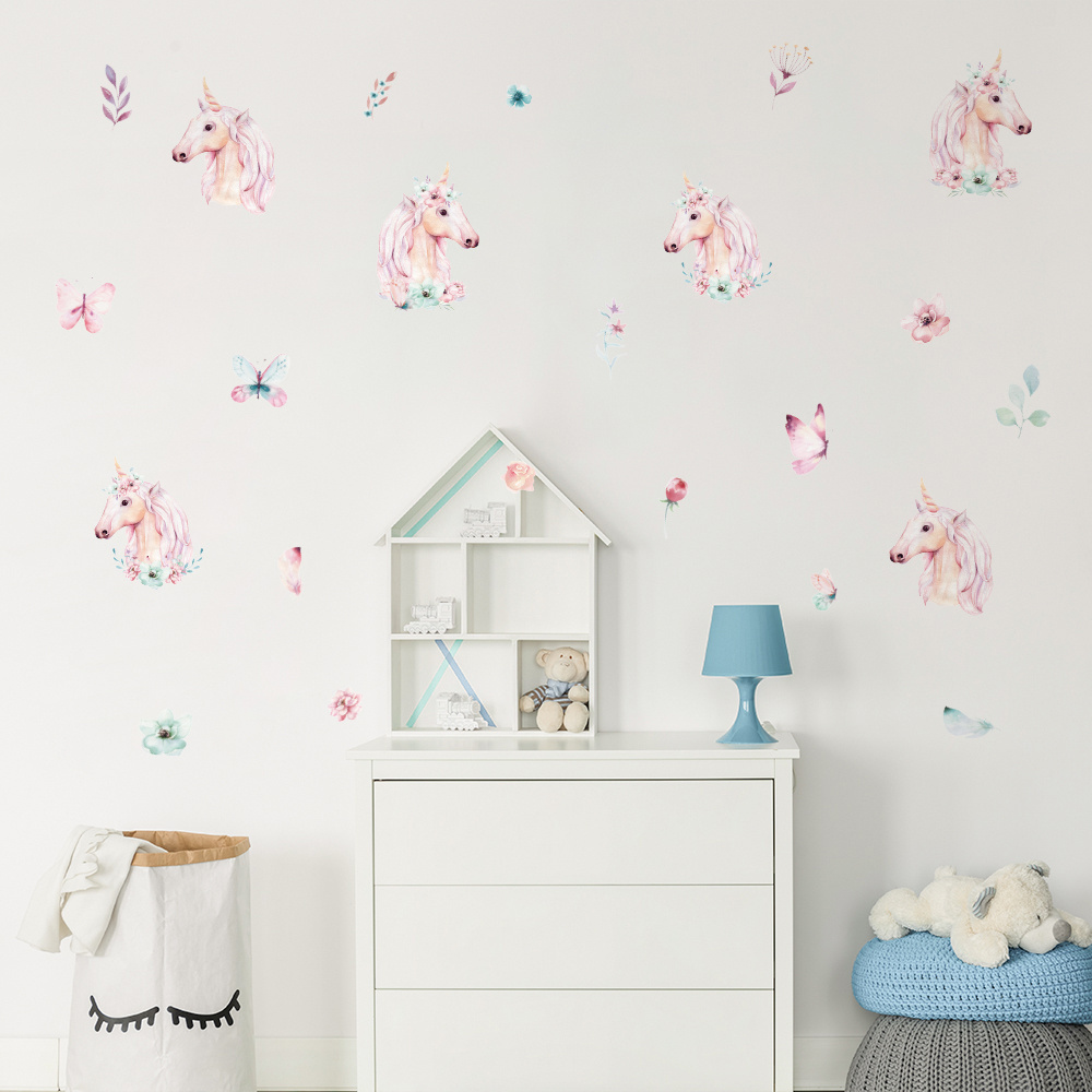 Funlife PA154 Unicorn Wall Sticker Peel&Stick Children Wall Decals Adhesive Cartoon Wall Sticker for kidsroom