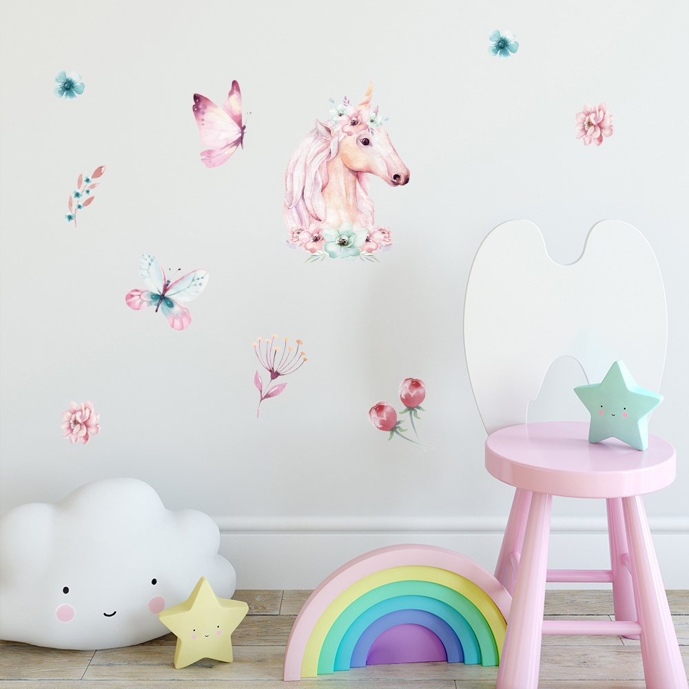 Funlife PA154 Unicorn Wall Sticker Peel&Stick Children Wall Decals Adhesive Cartoon Wall Sticker for kidsroom