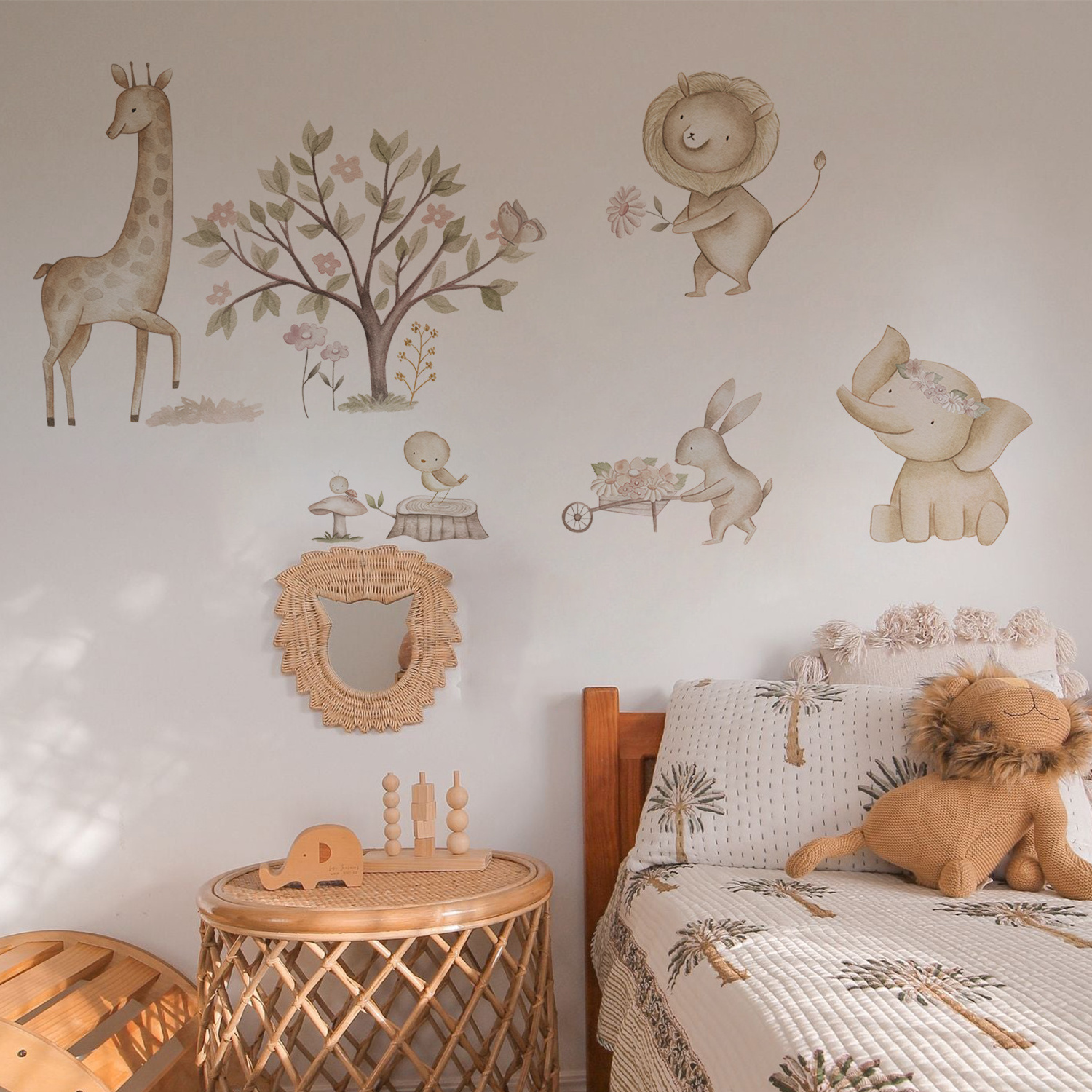 Funlife BDEWS022 Jungle Animals Flowers and Tress Natural Room Decoration Wall Stickers