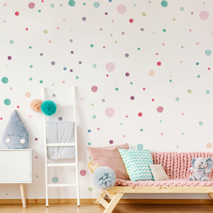 Funlife MEDWS011 Watercolor Blue Pink Polka Dots Wall Stickers Nursery Room Wall Decoration