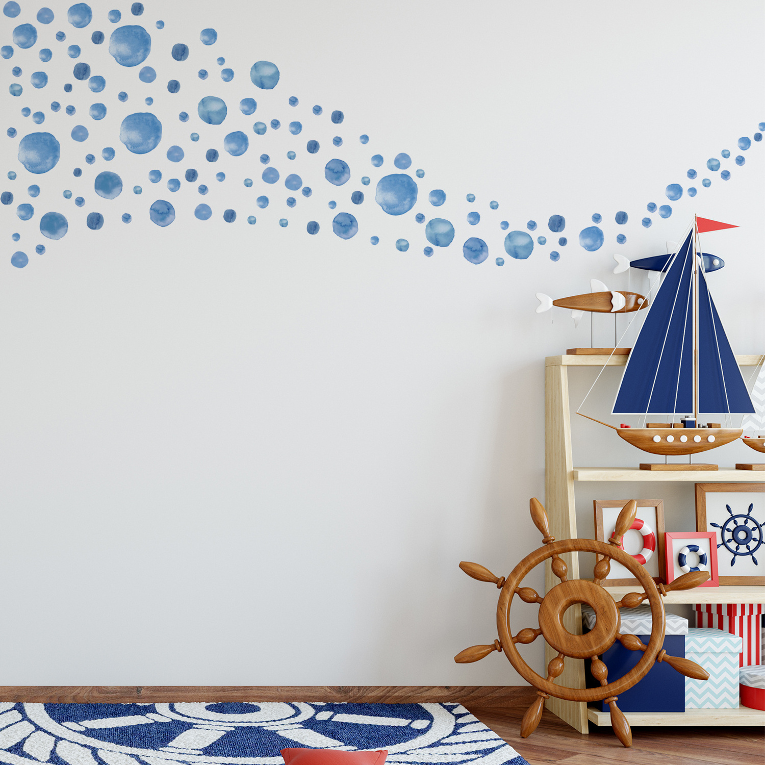 Funlife MEDWS008 Blue Polka Dots home decor wall stickers nursery room wall decoration sticker