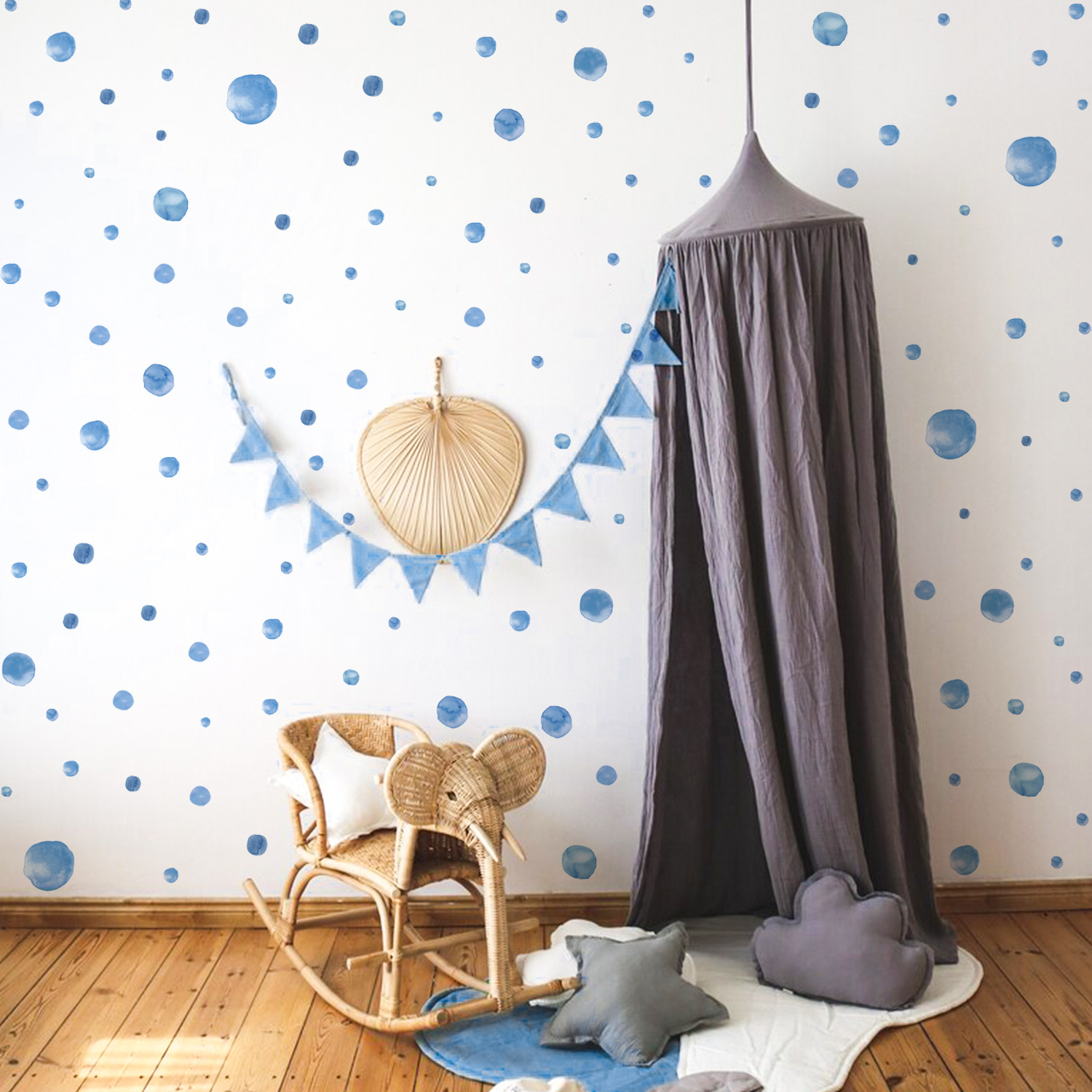 Funlife MEDWS008 Blue Polka Dots home decor wall stickers nursery room wall decoration sticker