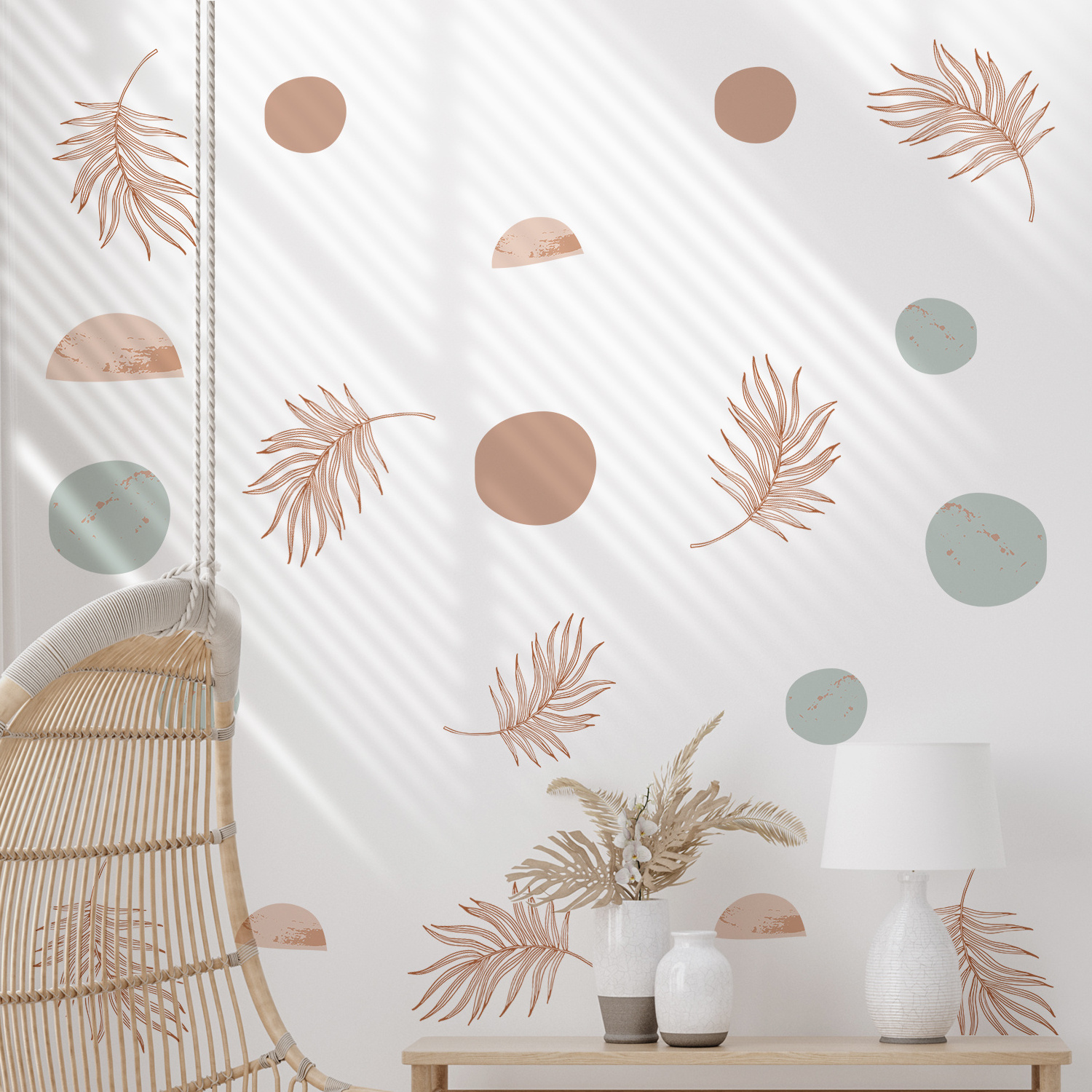 Funlife  BP012 retro boho style abstract textured circles wall decals living room decorative wall stickers