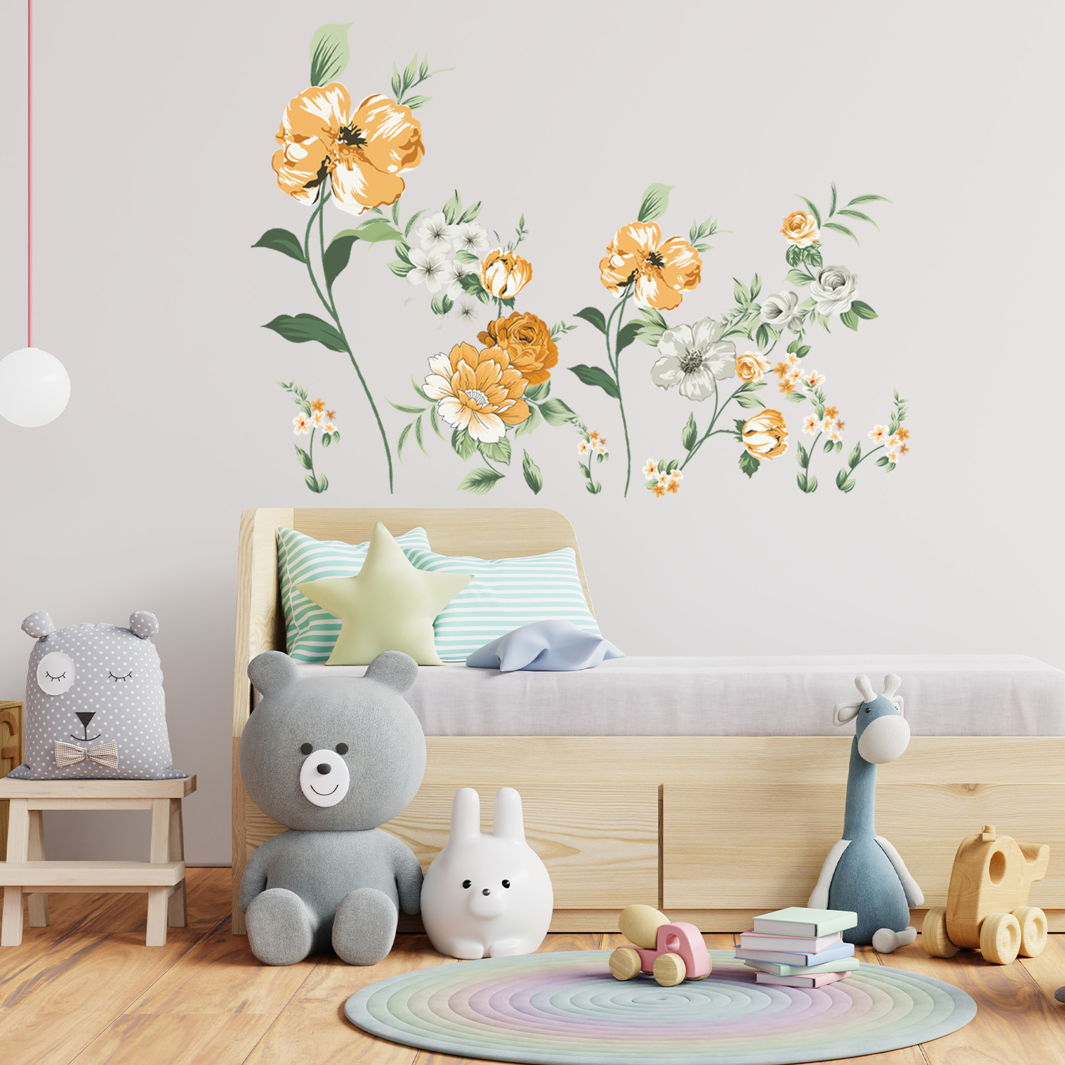 Funlife  FWS005 Large yellow floral combination wall decal living room decoration wall sticker