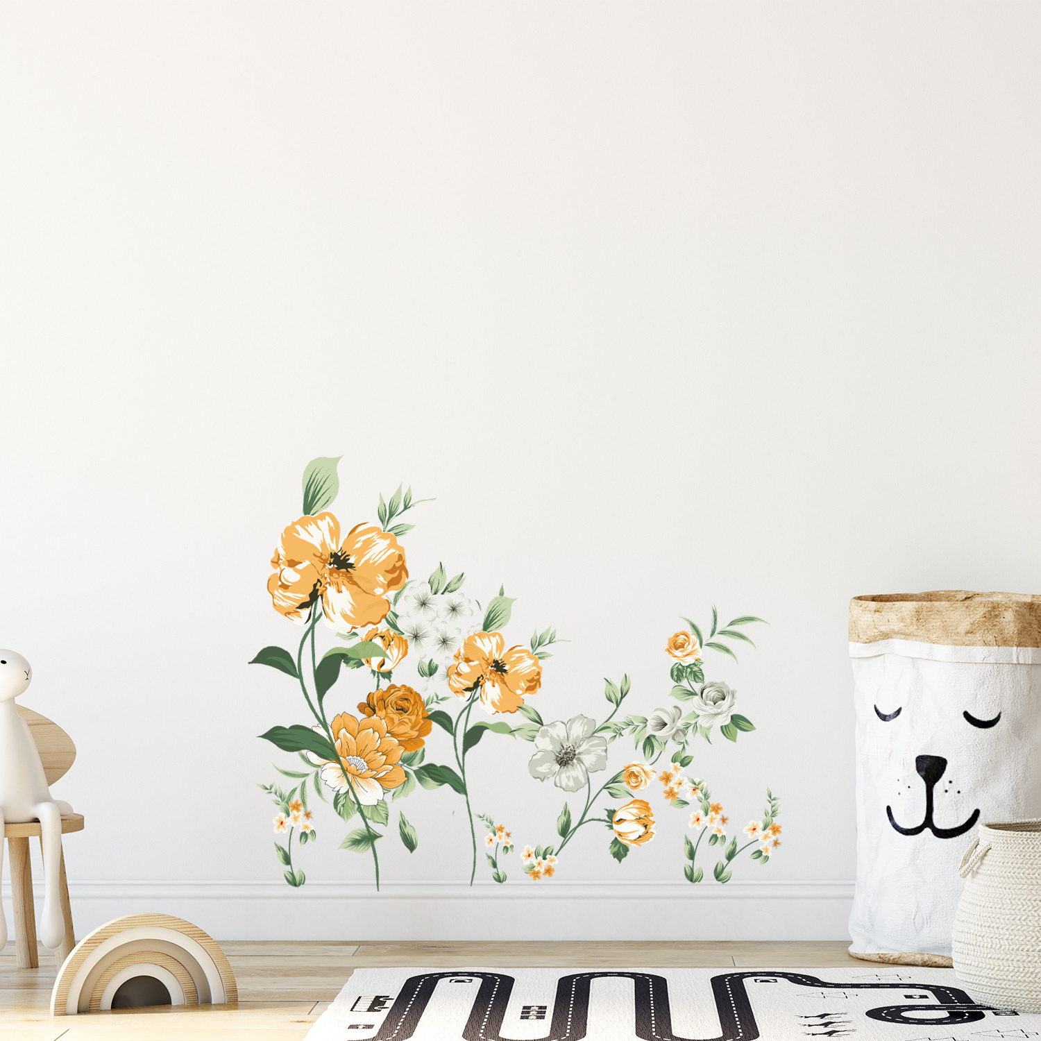 Funlife  FWS005 Large yellow floral combination wall decal living room decoration wall sticker