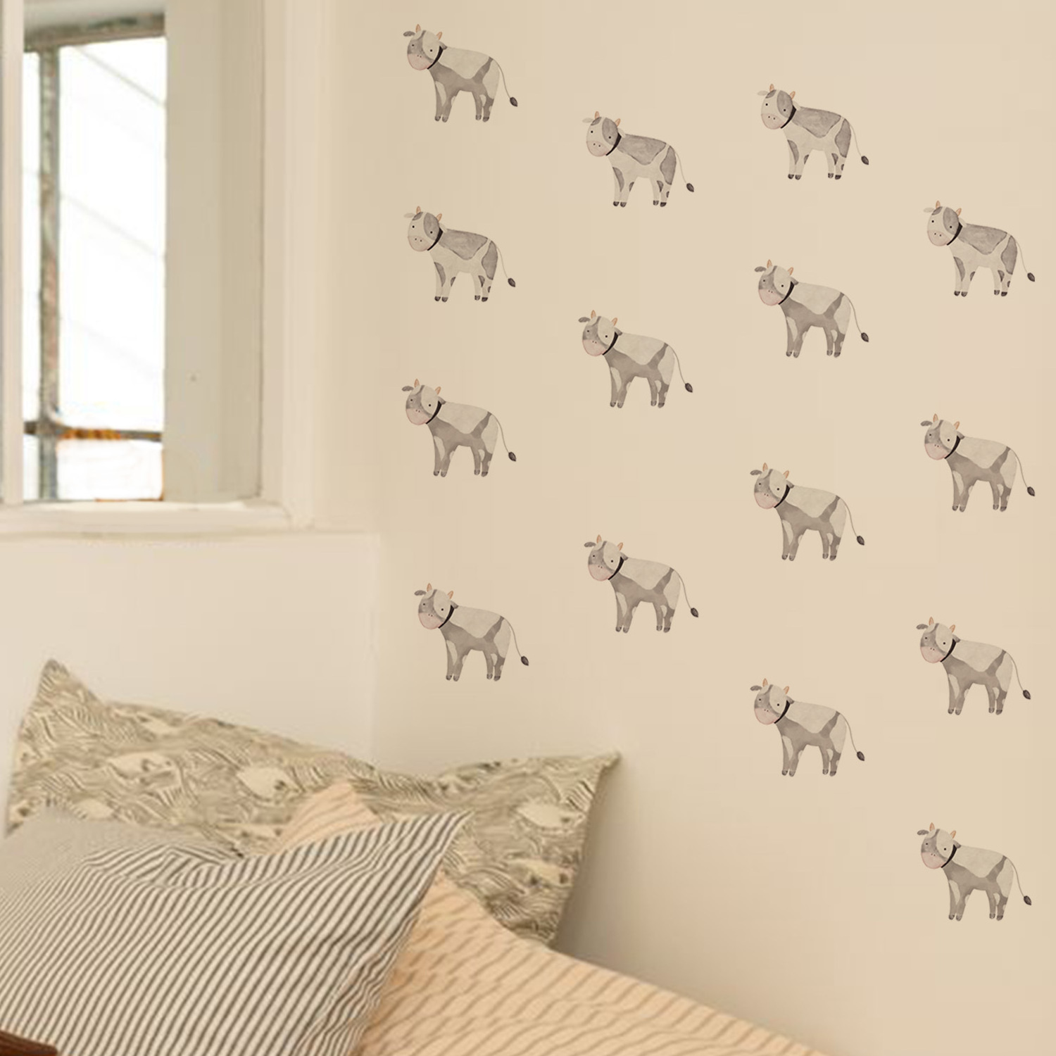 Funlife Wall Decals Watercolor farm Animals Waterproof Vinyl Peel And Stick Wall Art Stickers for Baby Girl Kid Room Home Decor