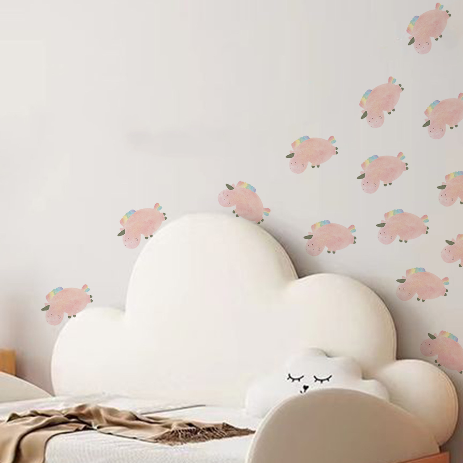 Funlife Wall Art Decals Watercolor Nursery Animals Waterproof Peel & Stick Vinyl Wall Stickers for Baby Kids Room Home Decor