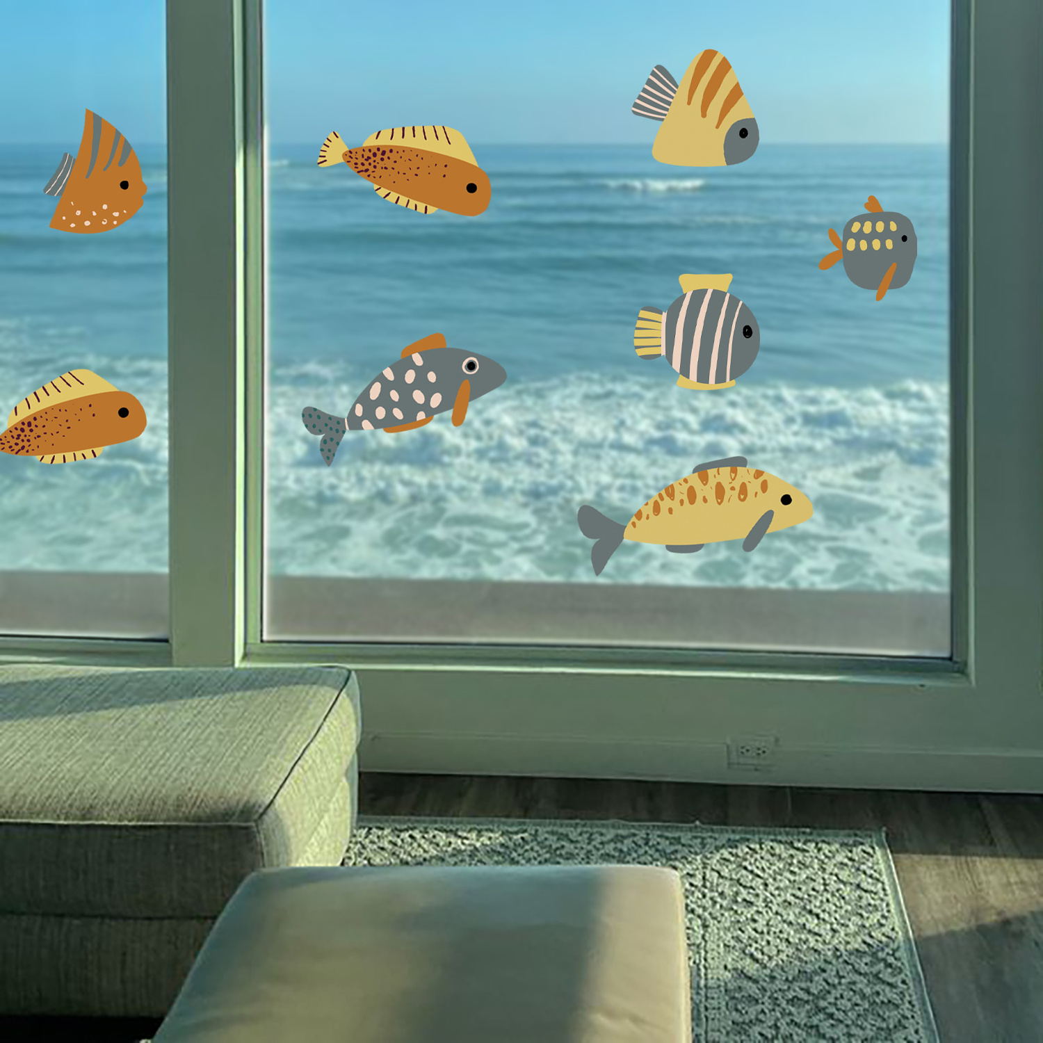 Funlife Mid Century Modern  Wall Decals Ocean Fish Wall Stickers Kids Wall Stickers for Kids Nursery Room Decor