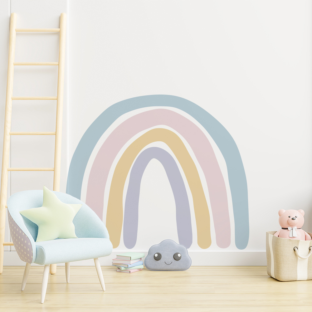 Funlife INS Wall Decal Colorful Cartoon Rainbow For Kid Room Wall Art Sticker Vinyl Wall Decals for Girls Room Nursery Parties