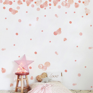 Funlife MEDWS010 Watercolor Pink Art Polka Dots Wall Decals PVC Self-adhesive Wall Stickers