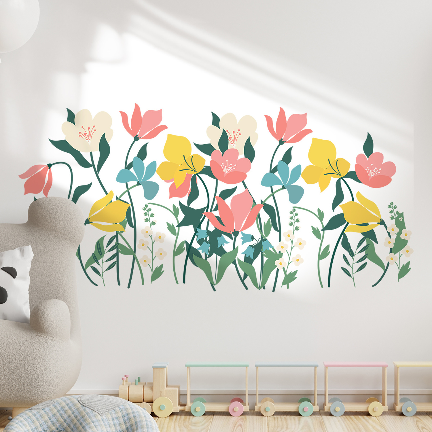 Funlife  FWS020  colorful tulip wall decals floral and plants theme pvc nursery room wall sticker