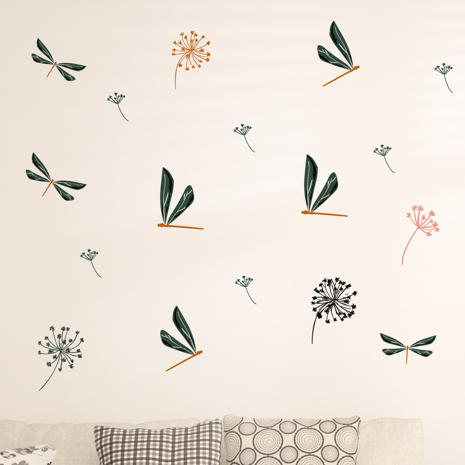 Funlife  BP003 Dandelion bamboo dragonfly  wall decals baby room decor wall stickers