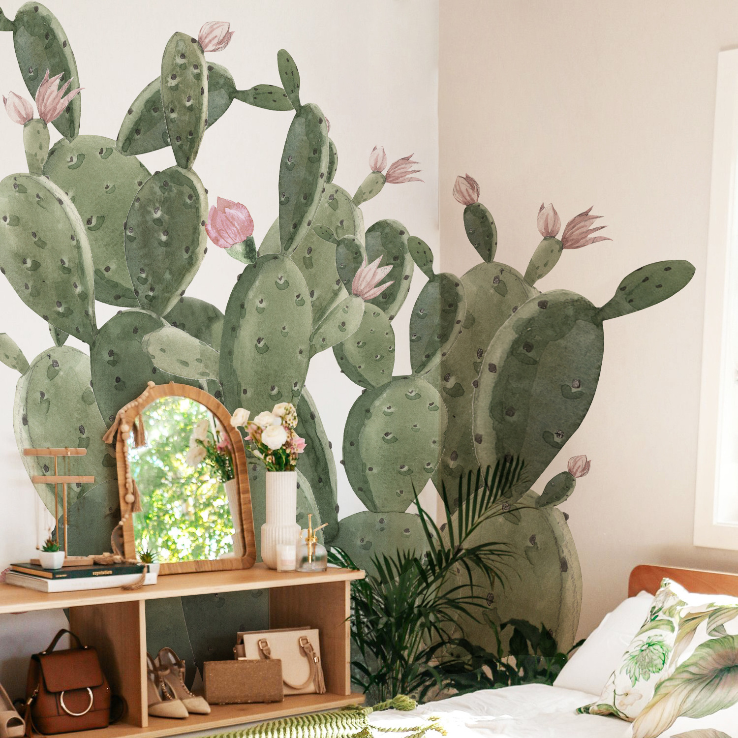 Funlife WMFKD067 boho cactus garden Fabric Art Murals Prickly Pear  Cactus Wall Stickers