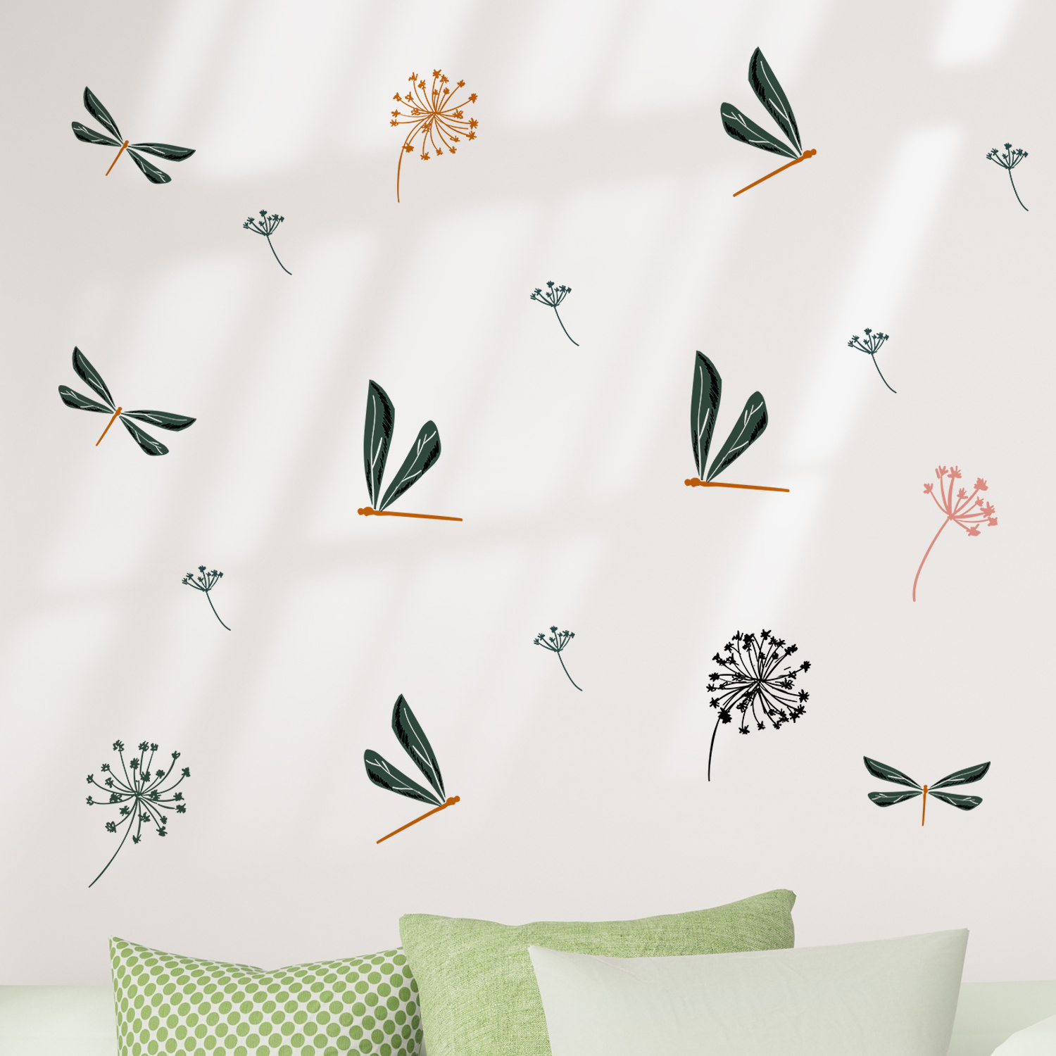 Funlife  BP003 Dandelion bamboo dragonfly  wall decals baby room decor wall stickers